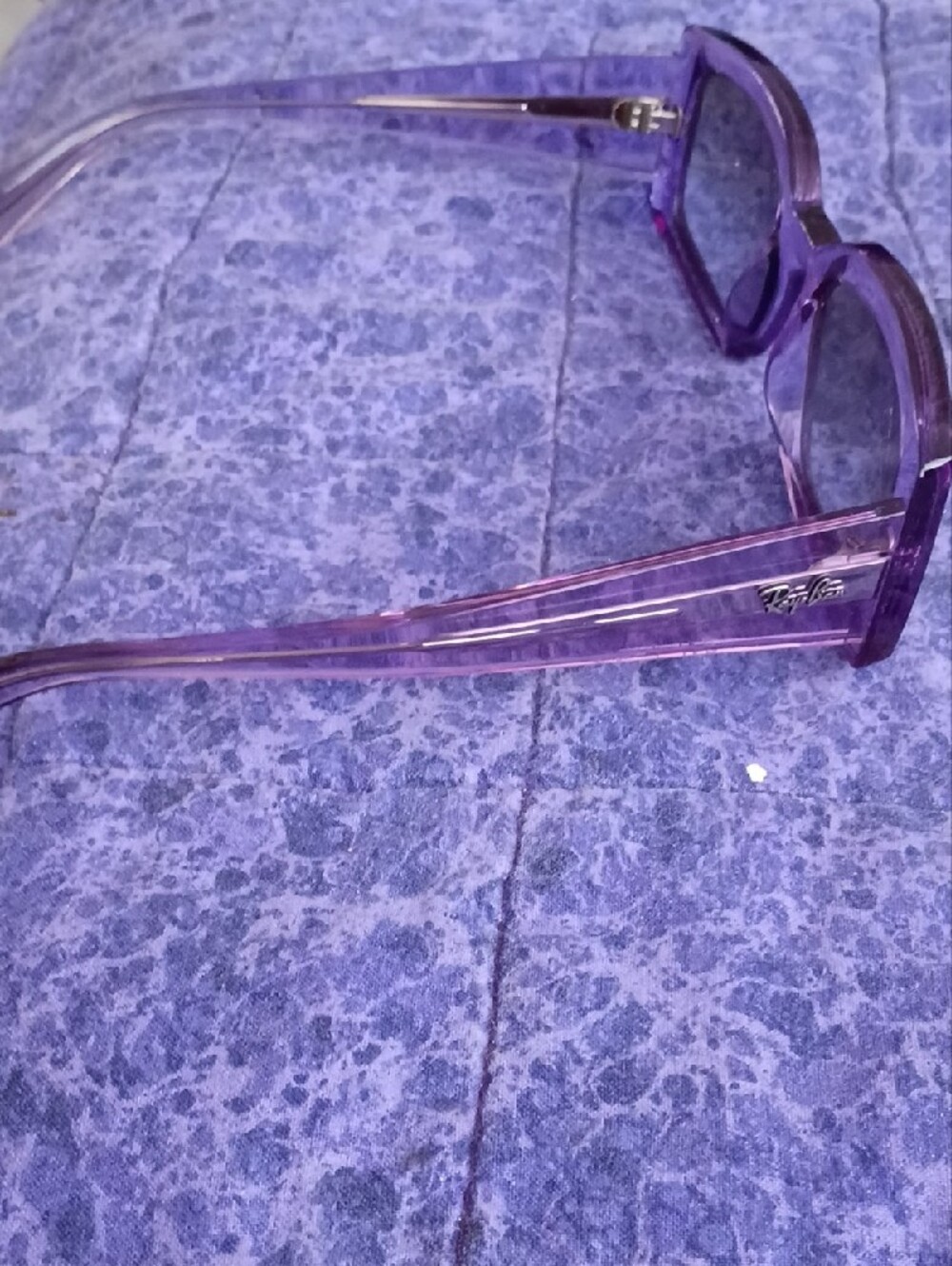 Ray-Ban Translucent Purple Rectangular Sunglasses - Picture 4 of 4